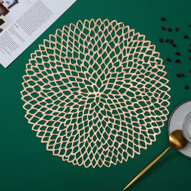 PVC Tennis Flower Placemat Hollow Insulation Mat Home Decorative Placemat Simple Table Mat