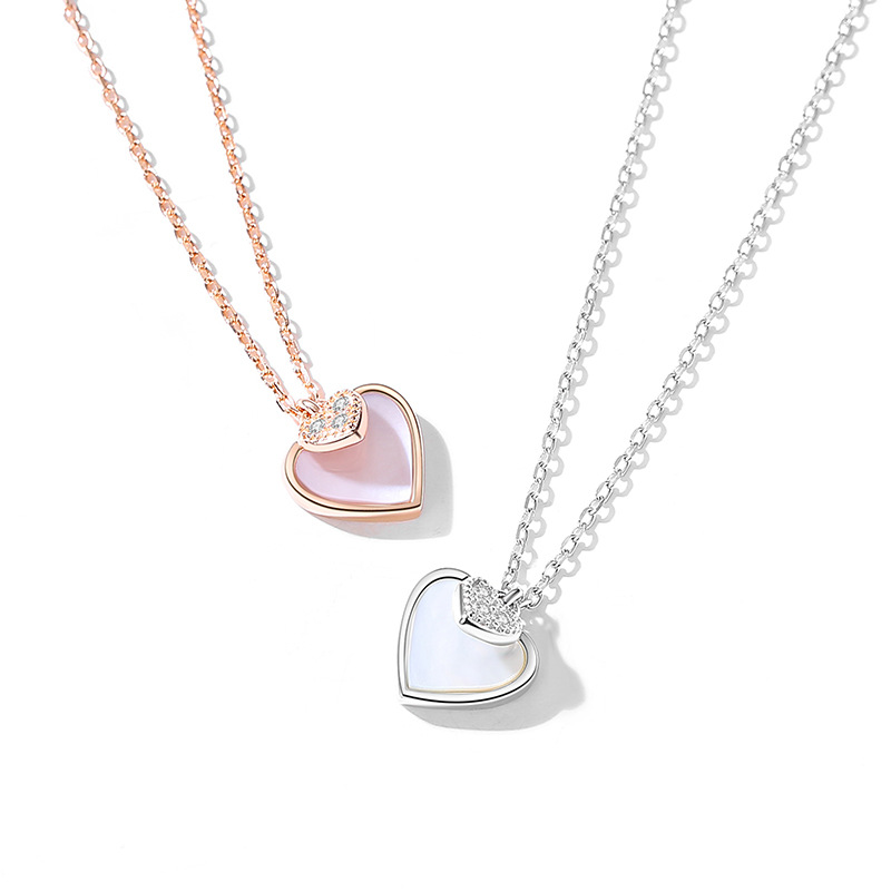 Celebridad en línea Singapur S925 Corazón en forma de fritillary Collar de plata colgante nicho diseño simple Shell clavícula cadena femenina