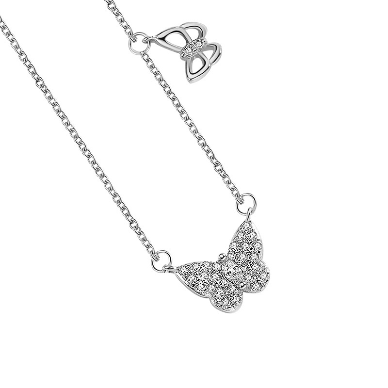 Celebridad en línea Singapur S925 mariposa Collar de plata colgante nicho diseño simple hueco clavícula cadena femenina fabricante