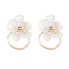 Asymmetrical earrings from pearl, silver needle with tassels, flowered, bright catchy style, silver 925 sample