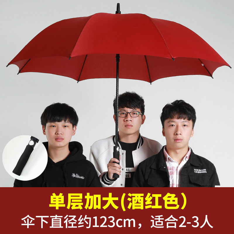 24-Bone de mango largo paraguas de sol automático de gran tamaño doble de tres personas paraguas de negocios negro sólido paraguas publicitario personalizado