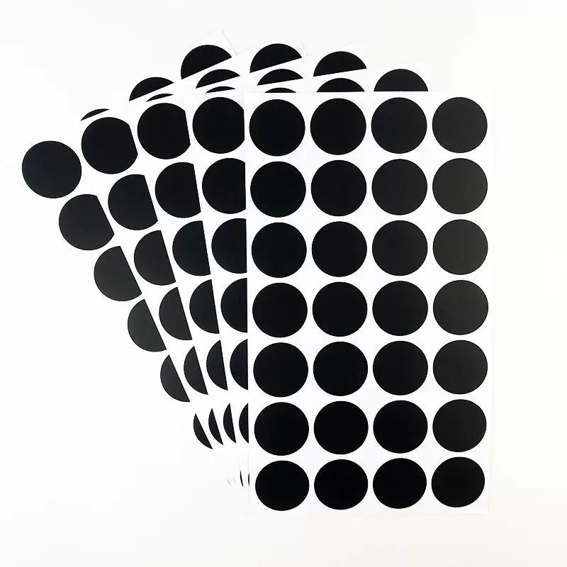现货1 2 3 4 5cm圆点不干胶标签可擦写pvc圆形黑板贴黑色遮光贴纸
