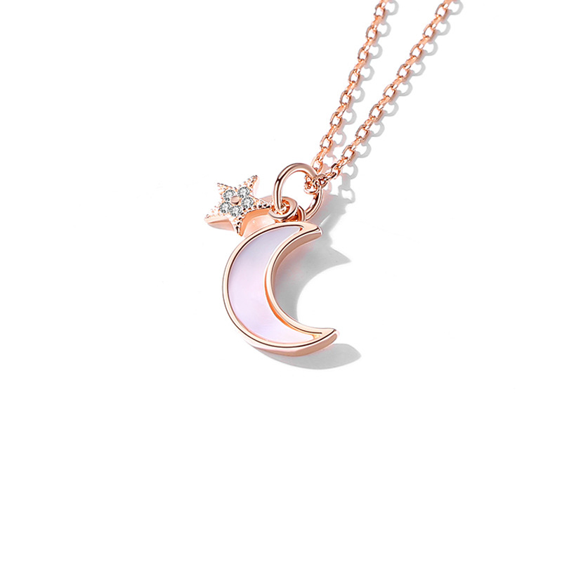 Celebridad en línea Singapur S925 plata esterlina Luna estrella COLLAR COLGANTE nicho simple diseño estrella clavícula cadena femenina