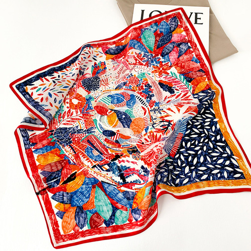 Sun protection silk scarf small square scarf for women spring and autumn Korean silk thin versatile mulberry silk temperament scarf internet celebrity small scarf