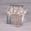 Metal plug from pearl, hair accessory, hair stick, Korean style, flowered