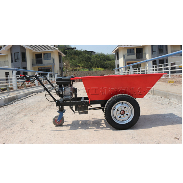 建筑工地汽油翻斗车 室内装修水泥灰送料车 养殖场手推汽油灰斗车