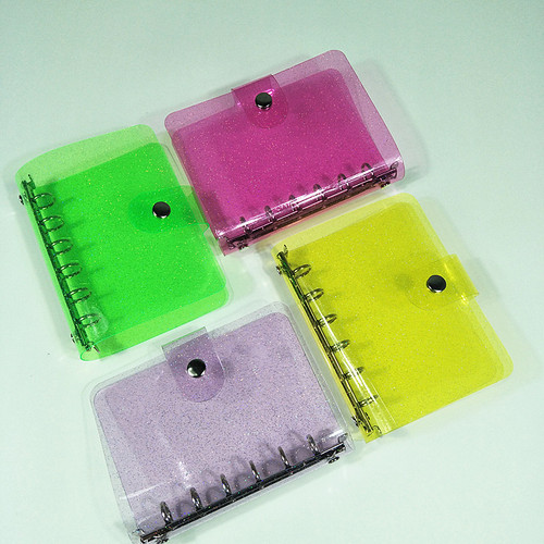 Multi-color glitter transparent PVC loose-leaf shell, literary and fresh A5A6A7 six-hole loose-leaf book, travel notebook