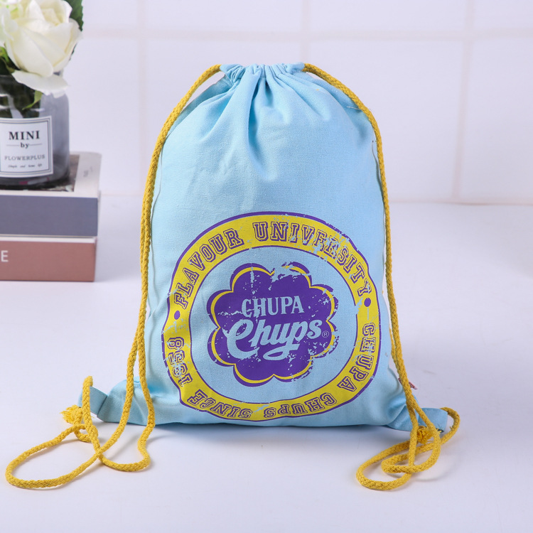 厂家专业定 做束口背包帆布袋广告绒布袋双肩抽绳棉布袋定 制logo