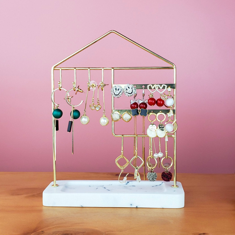Estilo nórdico ins resina joyería almacenamiento rack joyería pulsera reloj collar escritorio display rack metal joyería rack image 1