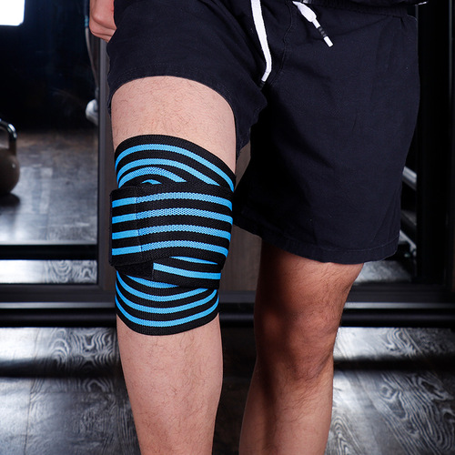 Compression bandage knee support for sports, hiking, cycling, squatting, weightlifting, and wrapped knee support with compression bandage.