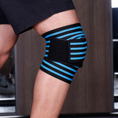 Compression bandage knee support for sports, hiking, cycling, squatting, weightlifting, and wrapped knee support with compression bandage.
