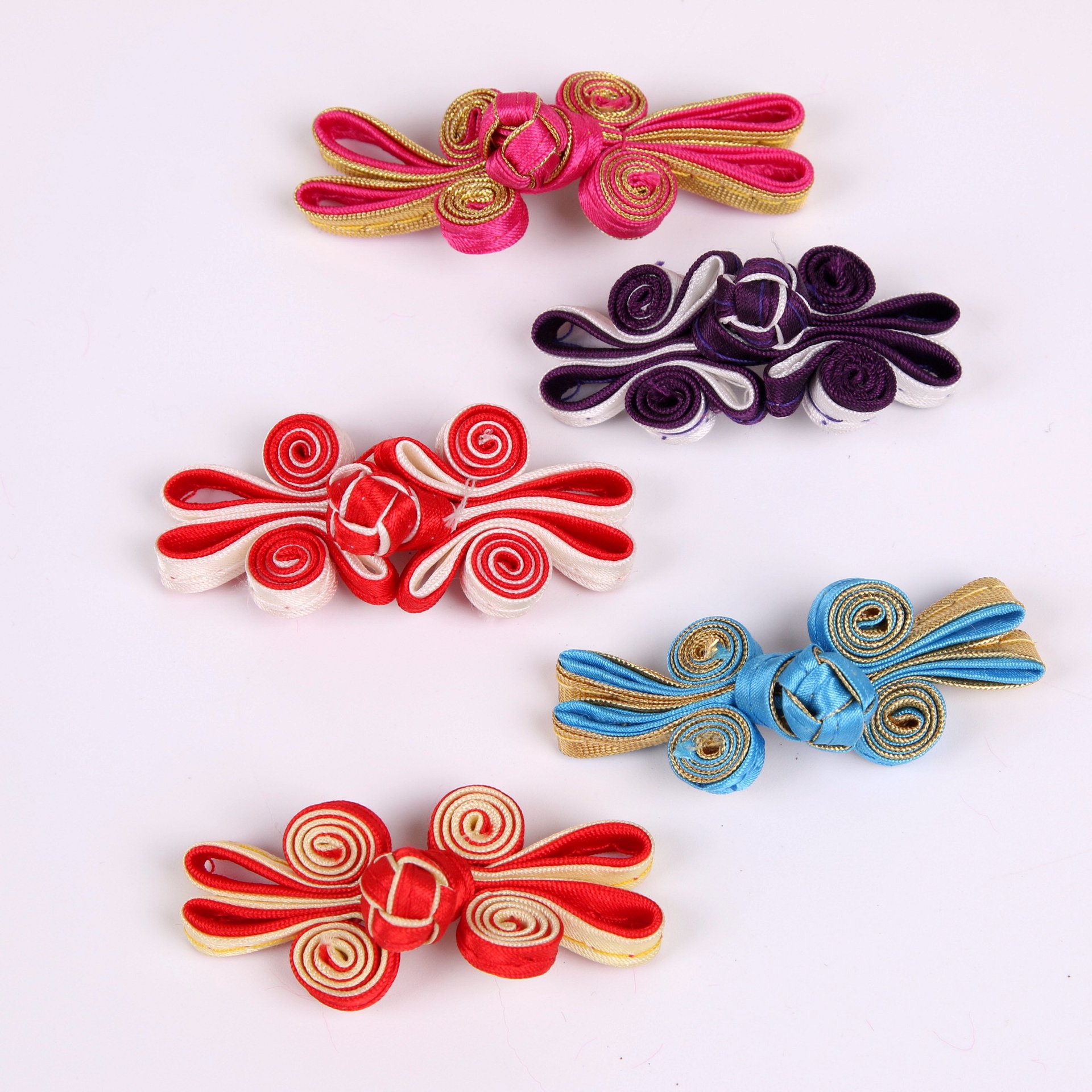 盘扣手工旗袍唐装布料纽扣彩色五枚缎风兔耳女编织扣子复古五枚缎