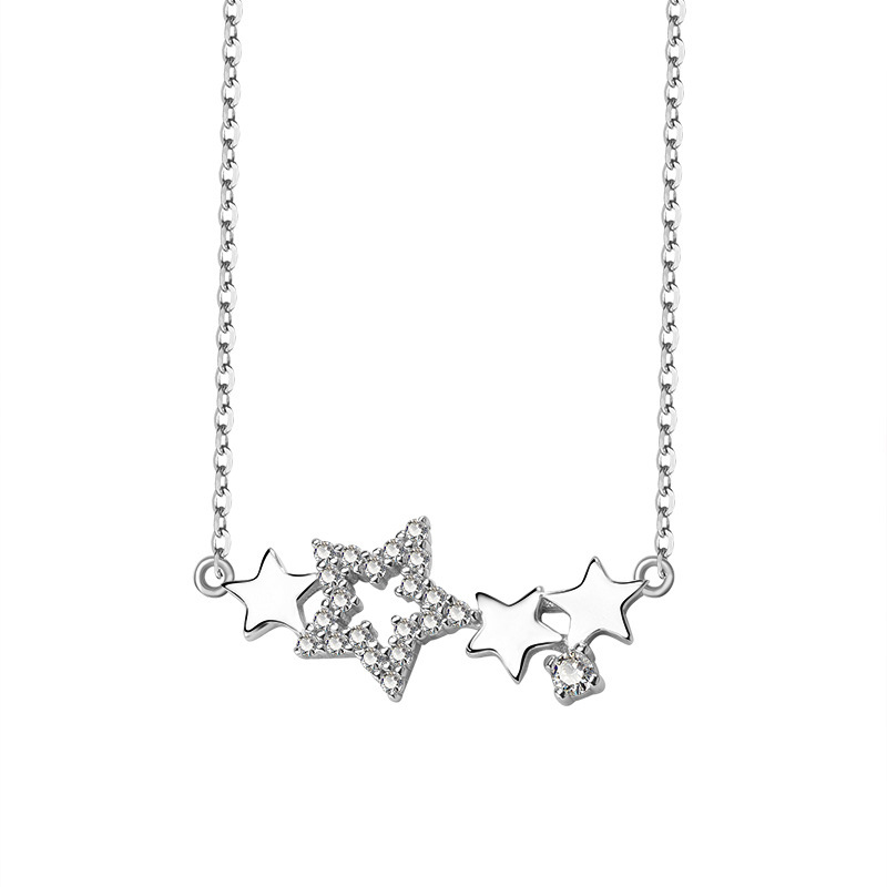 Celebridad en línea Singapur S925 plata esterlina estrella de pentagrama COLLAR COLGANTE nicho simple diseño estrella clavícula cadena femenina