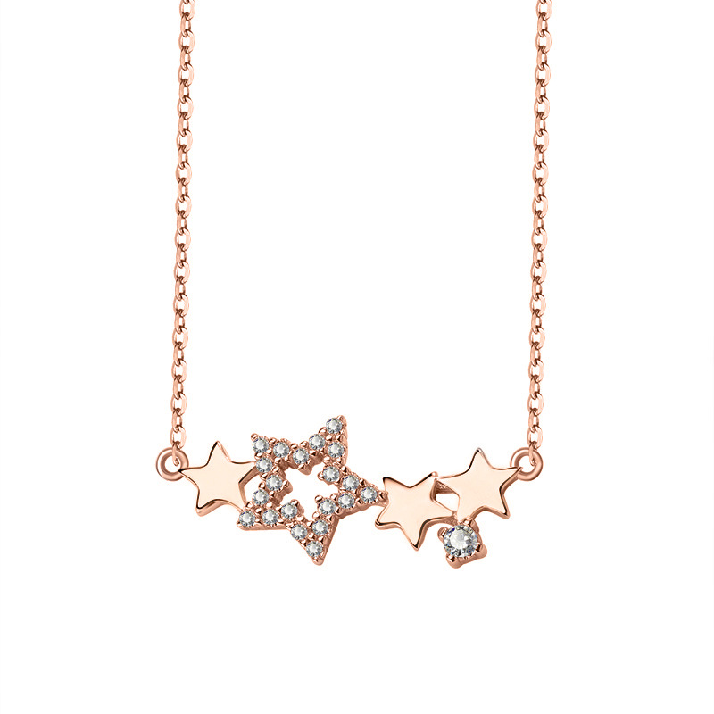 Celebridad en línea Singapur S925 plata esterlina estrella de pentagrama COLLAR COLGANTE nicho simple diseño estrella clavícula cadena femenina