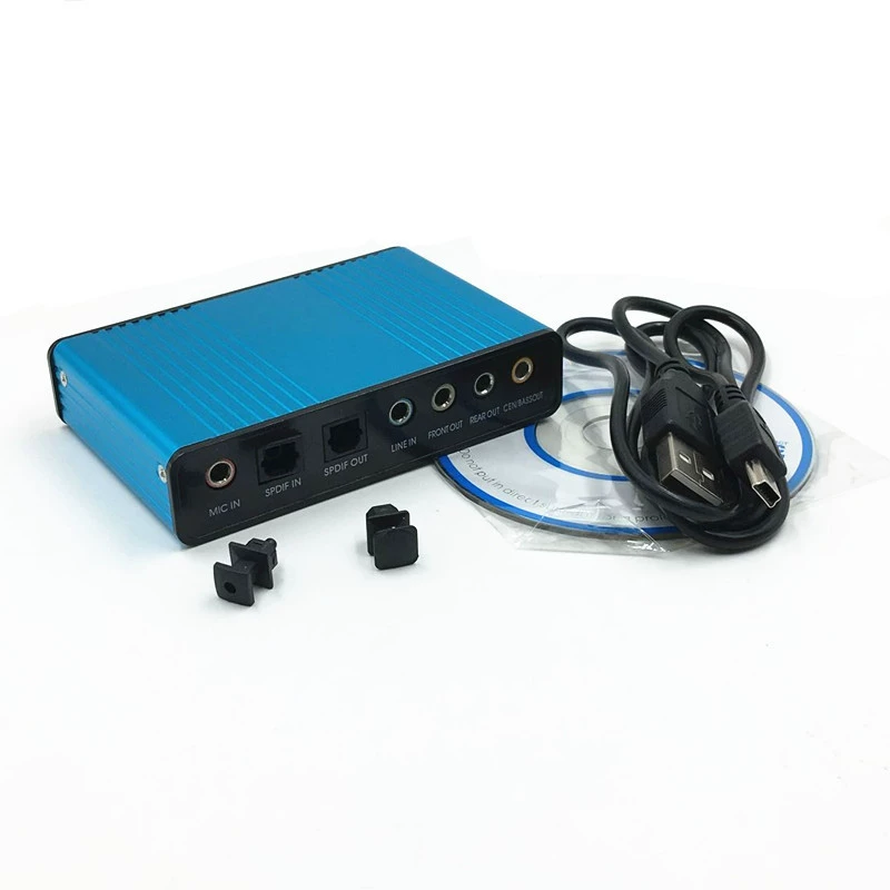USB fiber‑optic sound card, 5.1/7.1 surround, SPDIF optical, karaoke mixing & reverb support