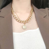 Golden coins hip-hop style, necklace, chain for key bag , European style, internet celebrity