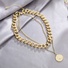 Golden coins hip-hop style, necklace, chain for key bag , European style, internet celebrity