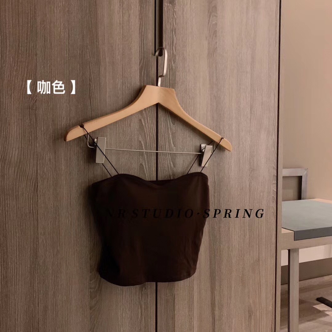 Pintura al óleo Hilo de niña de algodón belleza espalda pequeña camisola de mujer envuelta en el pecho tubo superior camisola sin costuras con almohadilla en el pecho Baita