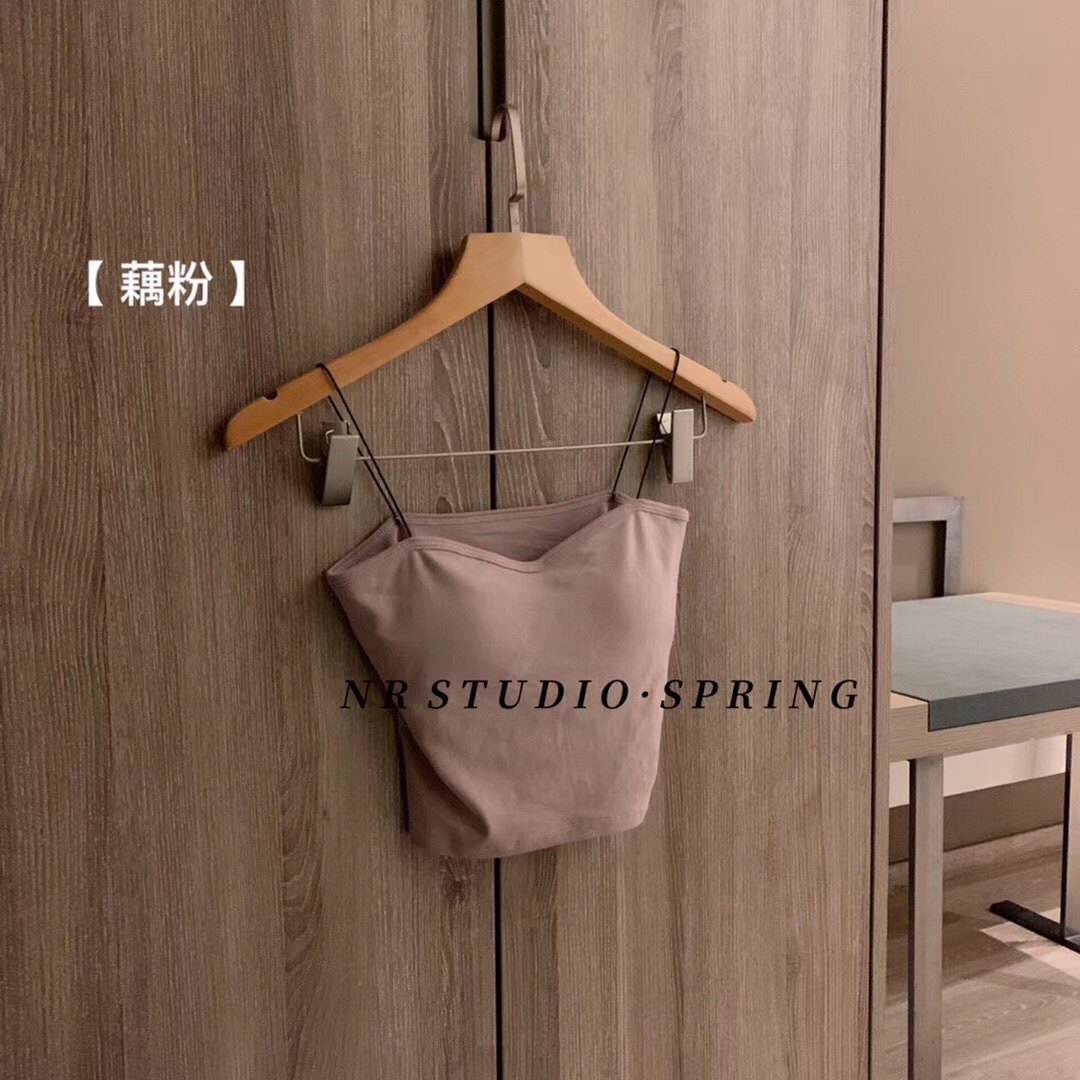 Pintura al óleo Hilo de niña de algodón belleza espalda pequeña camisola de mujer envuelta en el pecho tubo superior camisola sin costuras con almohadilla en el pecho Baita