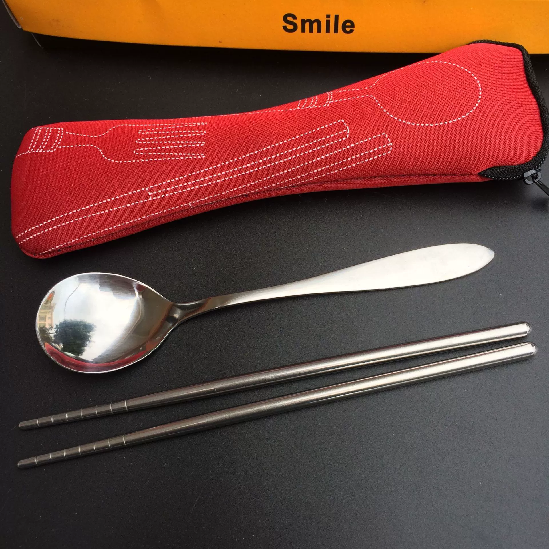 Cloth bag, tableware stainless steel, Birthday gift