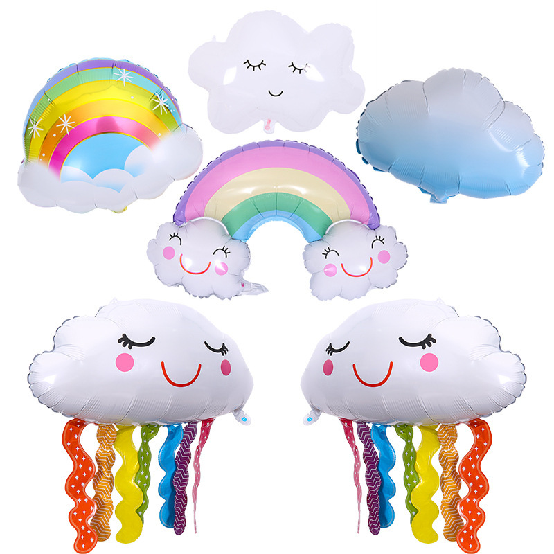 New Alien White Cloud Aluminum Film Balloon Rainbow Smile Tassel Clouds Aluminum Foil Birthday Decoration Balloon New Alien White Cloud Aluminum Film Balloon Rainbow Smile Tassel Clouds Aluminum Foil Birthday Decoration Balloon