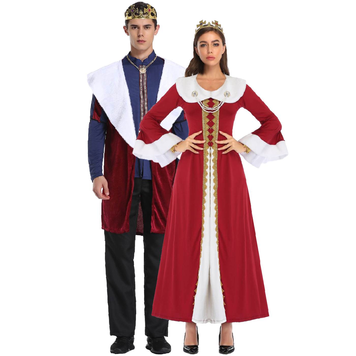 thumbnail image 1 of Disfraces de Halloween 2024 M-XL Disfraz de rey y reina de Navidad para hombre, disfraz de reina del drama de cuento de hadas, ropa de fiesta, disfraz de Halloween, 1 of 5