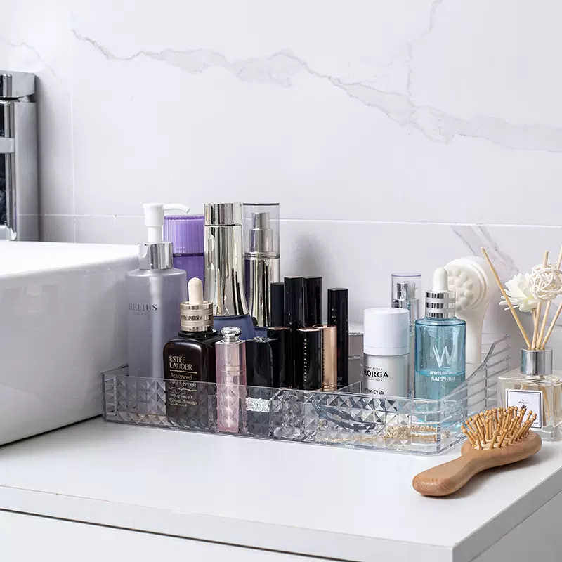 销售PS化妆盒透明化妆品收纳盒多格收纳跨境产品首饰盒饰品迷你