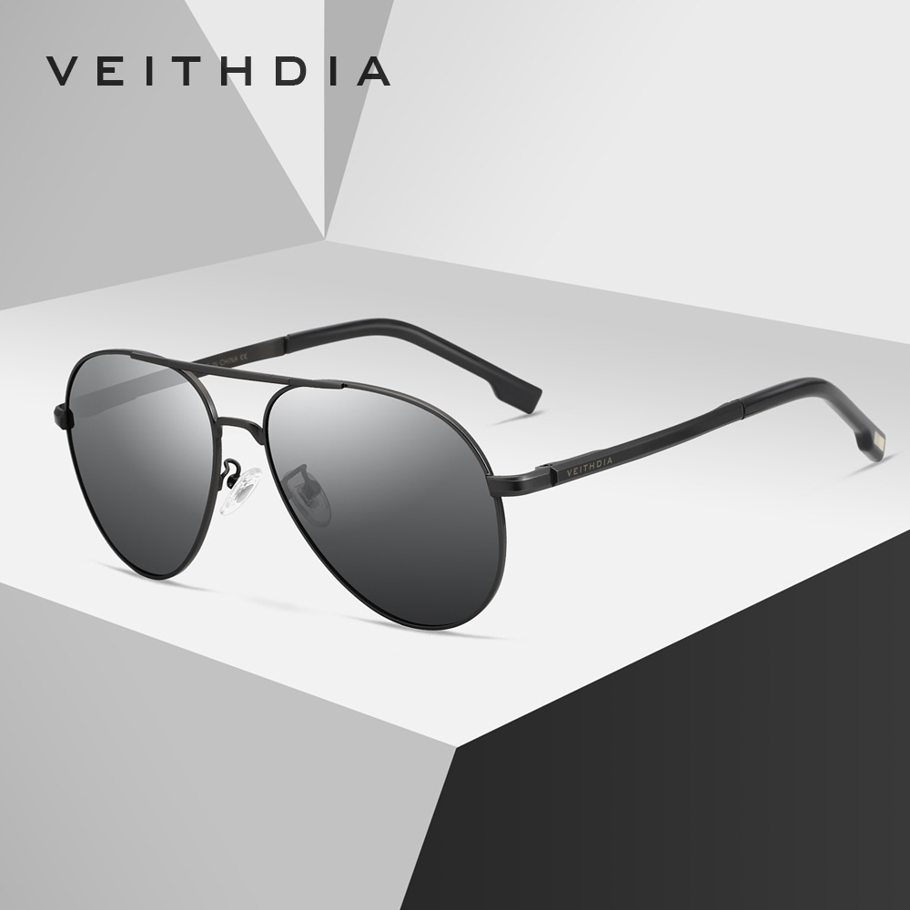 VEITHDIA hombres gafas de sol polarizadas UV a prueba de rana gafas de sol de conducción marrón 2482