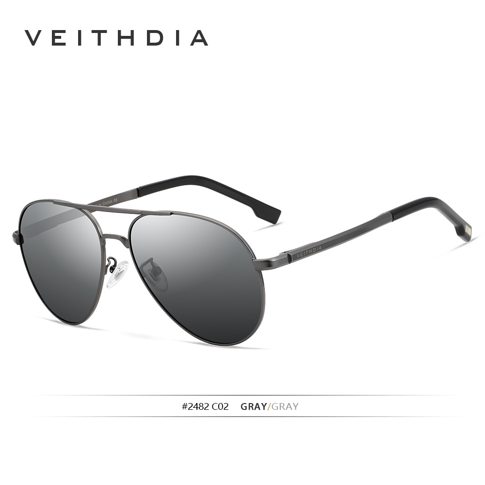 VEITHDIA hombres gafas de sol polarizadas UV a prueba de rana gafas de sol de conducción marrón 2482