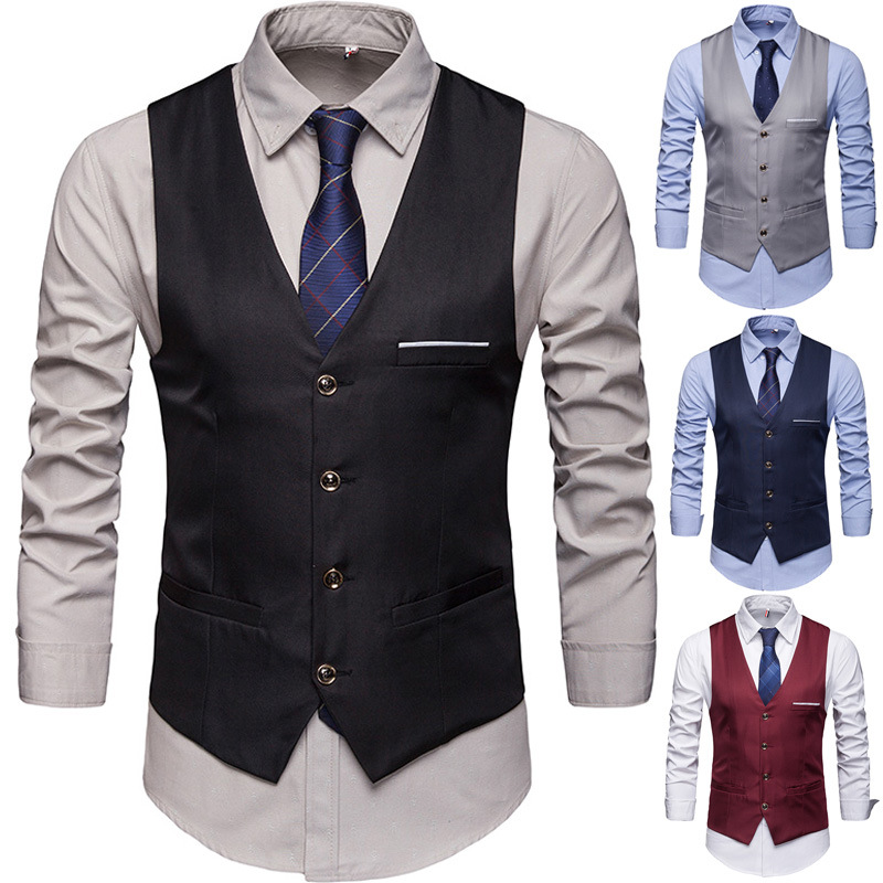 Small Suit Vest Men's Best Man Spring Slim-fit Spring and Autumn Suit Business Vest Korean Trendy Men's Photography Vest