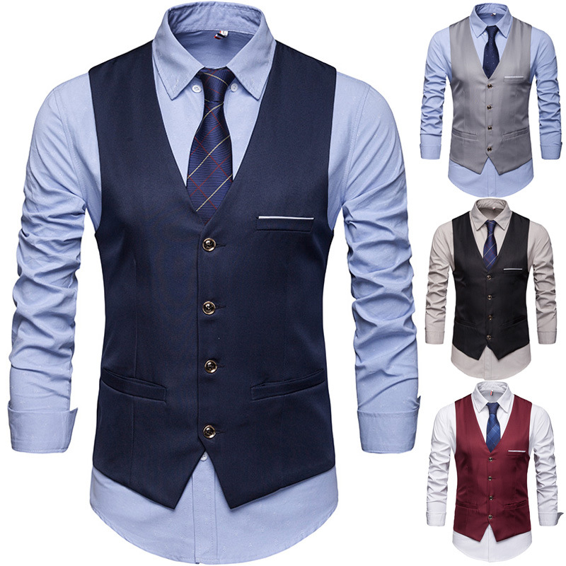 Small Suit Vest Men's Best Man Spring Slim-fit Spring and Autumn Suit Business Vest Korean Trendy Men's Photography Vest
