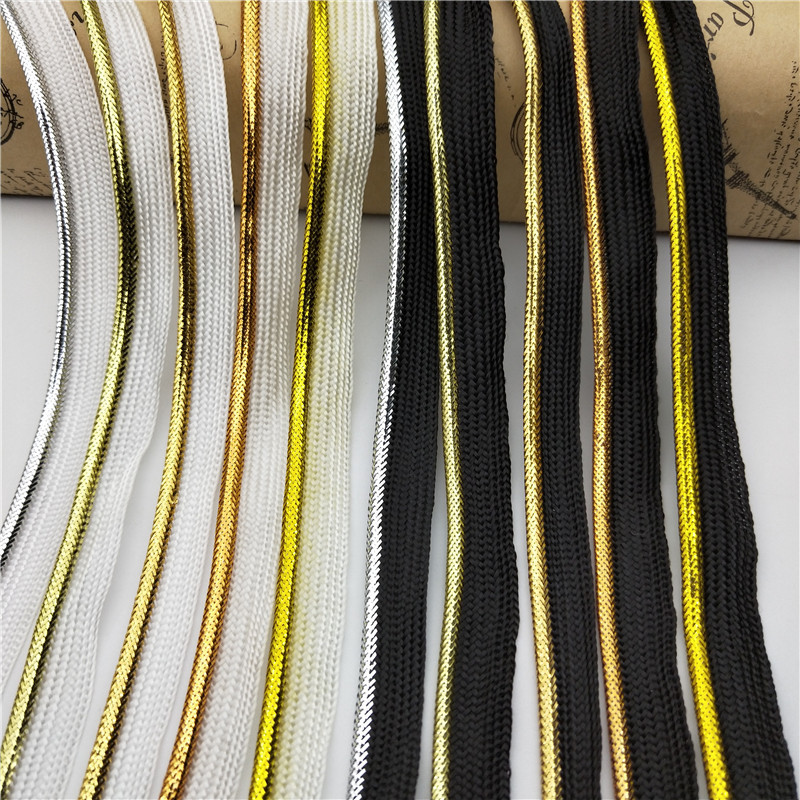 Spot wholesale gold and silver silk belt gold and silver silk inlay rolling edge rope clothing home textile inlay edge belt Spot wholesale gold and silver silk belt gold and silver silk inlay rolling edge rope clothing home textile inlay edge belt