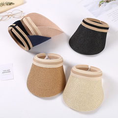 夏季草帽兒童遮陽帽大帽檐男女童太陽帽韓國洋氣空頂帽一件代發