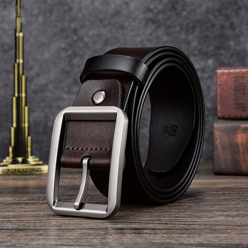 Suministro transfronterizo nuevo cinturón de cuero genuino de los hombres de piel de vaca hebilla cinturón casual retro entidad supermercado pantalones cinturón