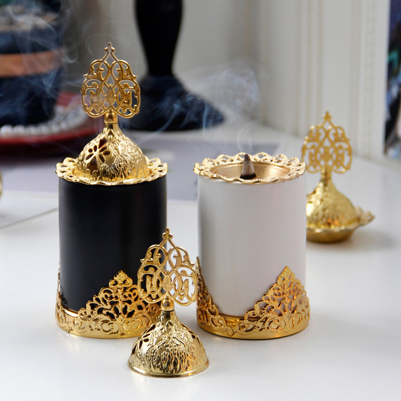 Golden matte white table Incense burner