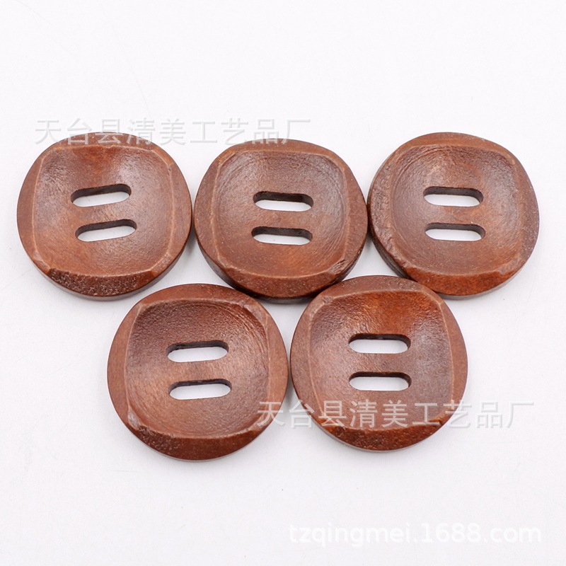 Manualidades decorativas de madera de bricolaje 3cm retro marrón abrigo botón cortavientos de madera 10 por paquete