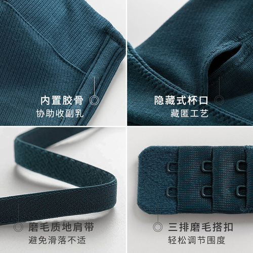 Japanese small breast underwear, women's rimless bra set, girl bra, cotton French cross triangle cup