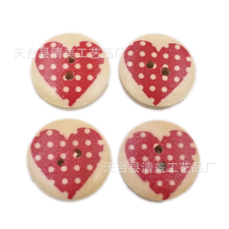 20mm color madera corazón rojo botón redondo corazón rojo amor botón de madera 50 un paquete en forma de corazón