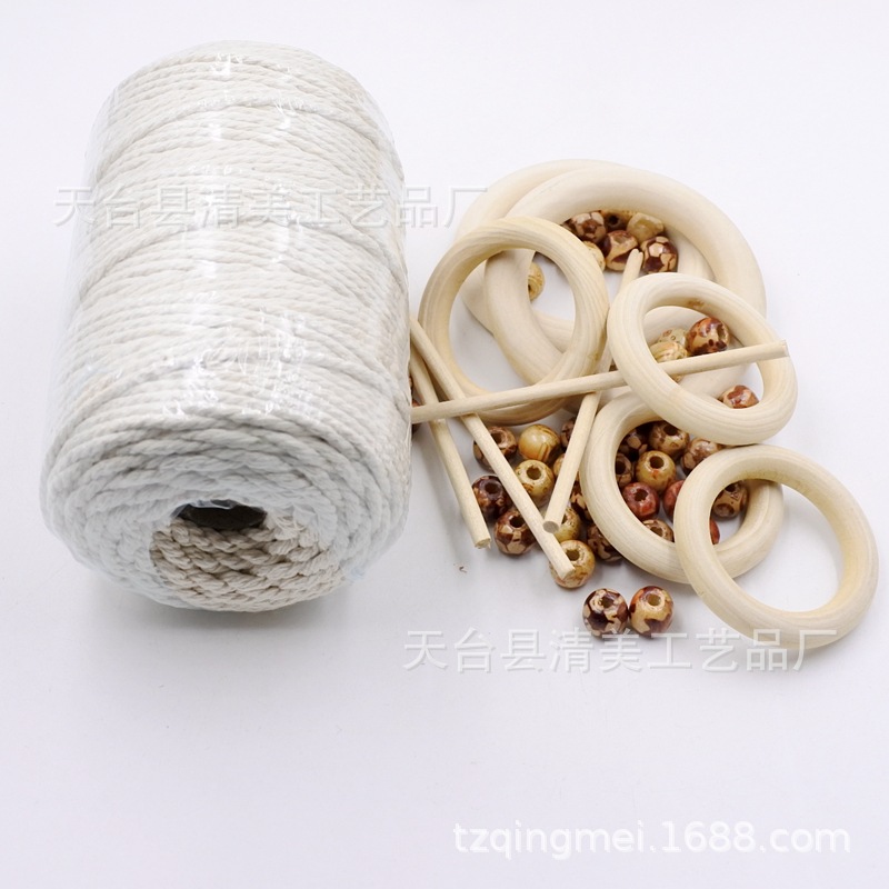 Anillo decorativo de madera con cuerda de algodón y cuentas de flores de madera DIY anillo de madera colgante decoración 61 piezas para un conjunto