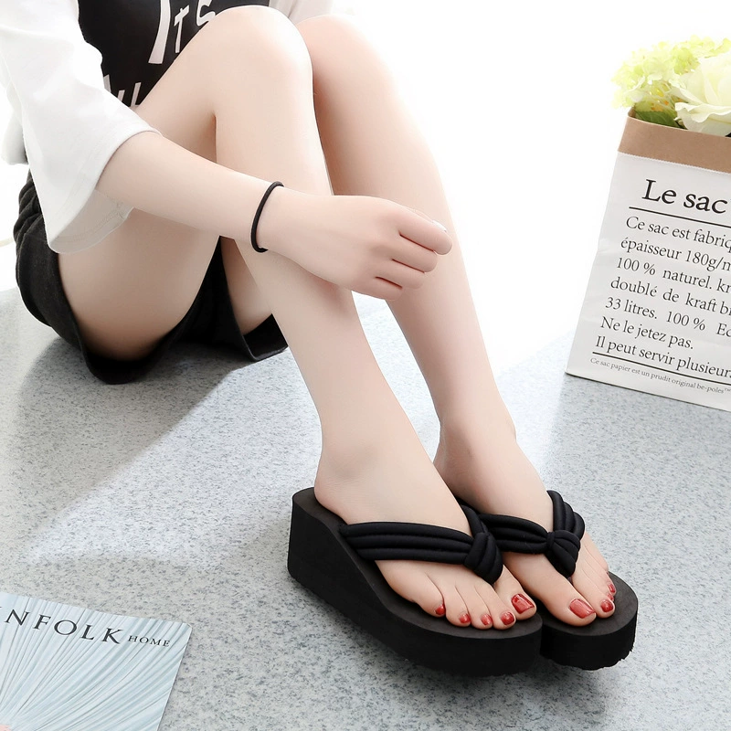 High beach slippers platform, non-slip summer flip flops, fashionable footwear, slide