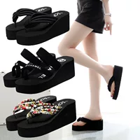 High beach slippers platform, non-slip summer flip flops, fashionable footwear, slide