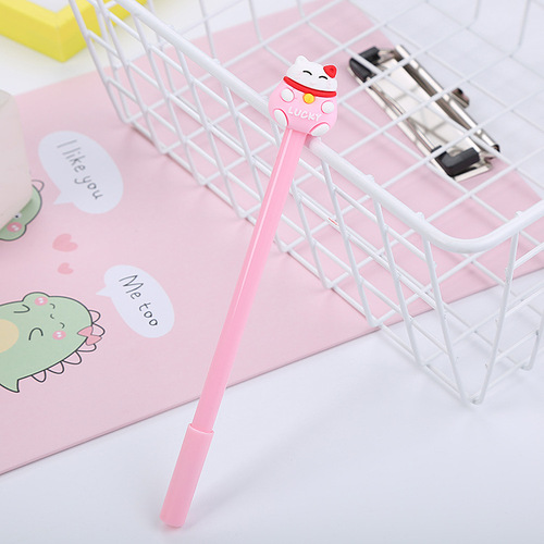 Cute kitten gel pen creative stationery student exam black water pen cat cartoon pen signature pen wholesale
