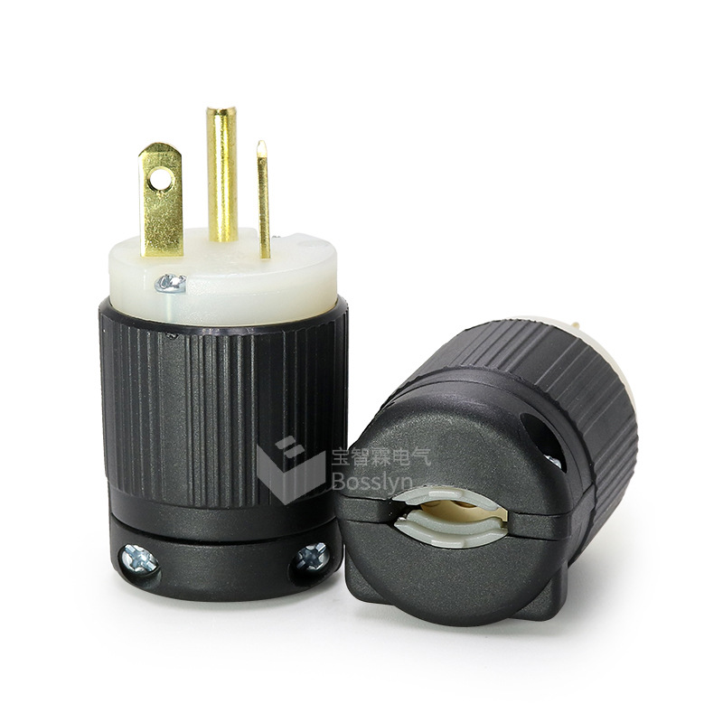 NEMA 5-20P美标装配式直插插头 美国加拿大工业插头 美式灯具插头