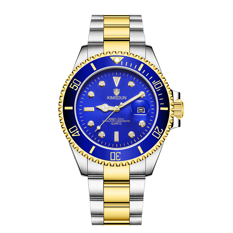 Popular water ghost watch men's fashion refined steel belt calendar luminous waterproof quartz watch men's watch wholesale cross-border hot sale