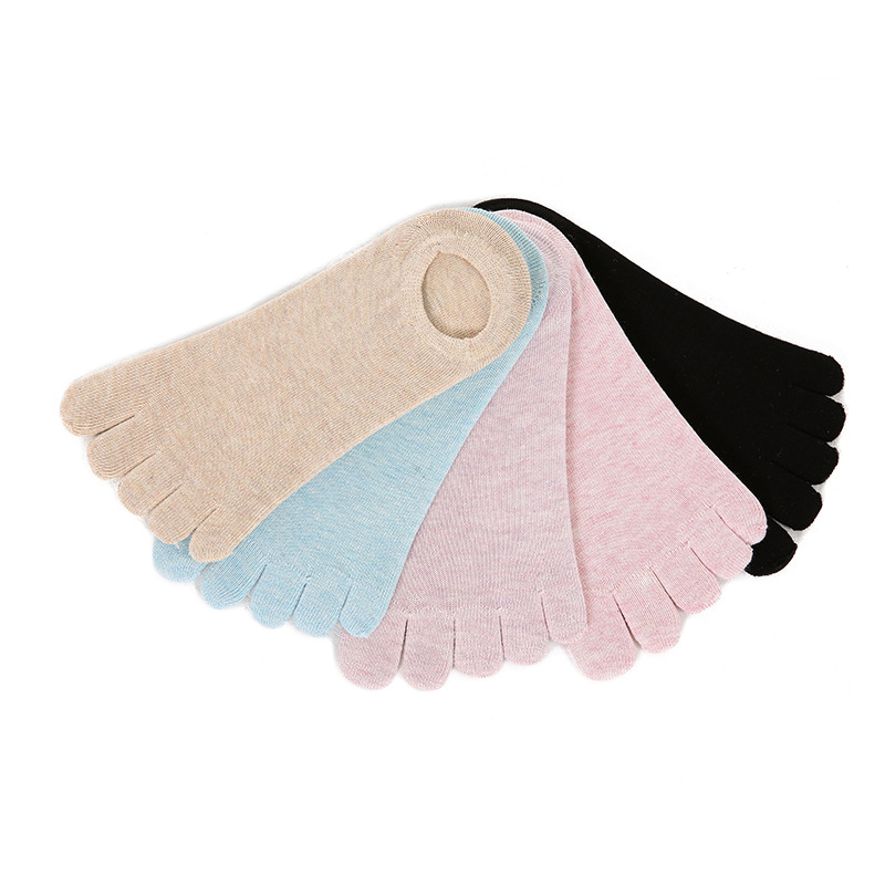 Calcetines de cinco dedos de algodón de color directo de fábrica calcetines de punta de color bajo para mujer con tacón calcetines de cinco dedos absorbentes de sudor calcetines de Punta transpirables invisibles