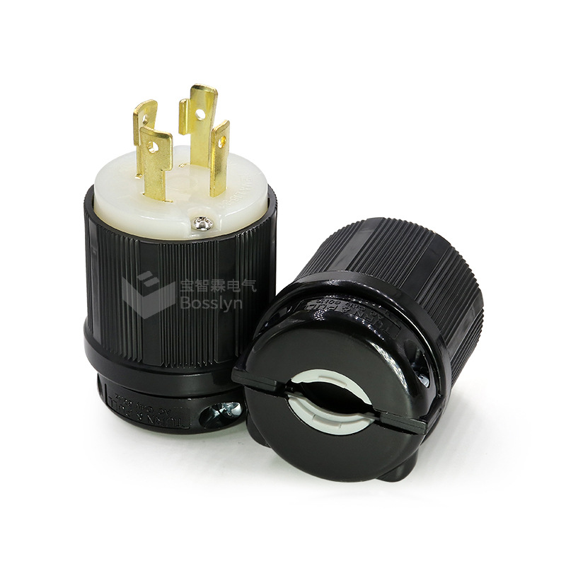 NEMA L16-20P美国四脚机柜插头 美标发电机锁扣式组装插头20A480V