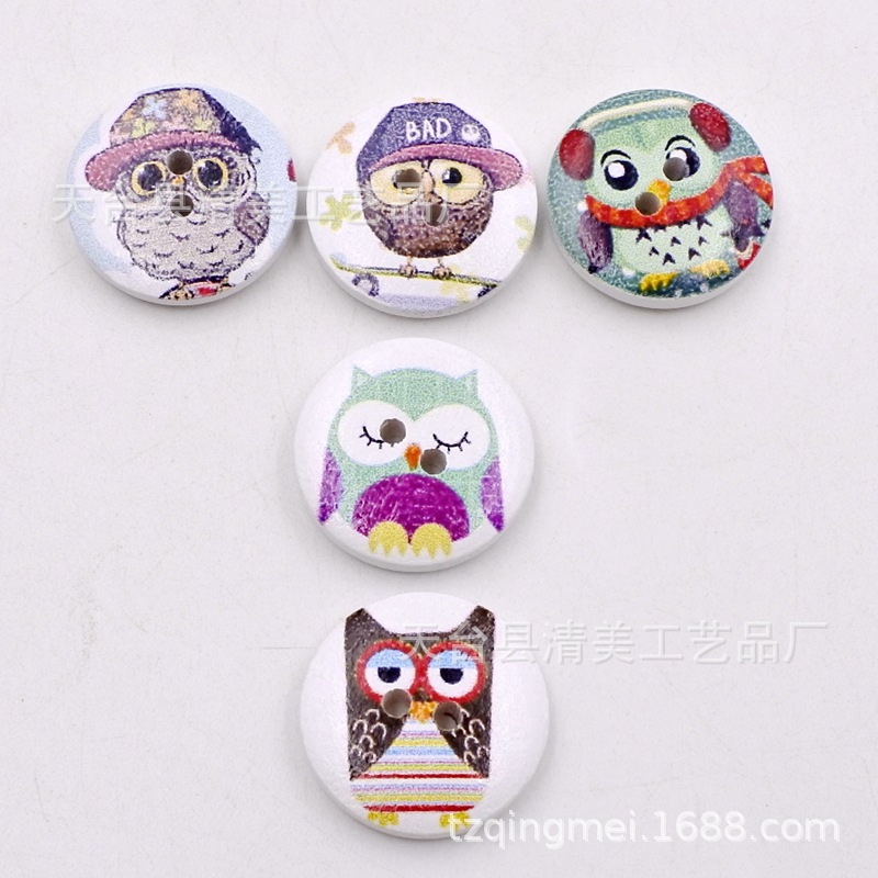 20mm fondo blanco retro búho variedad de botones de búho lindos botones de animales 50 un paquete
