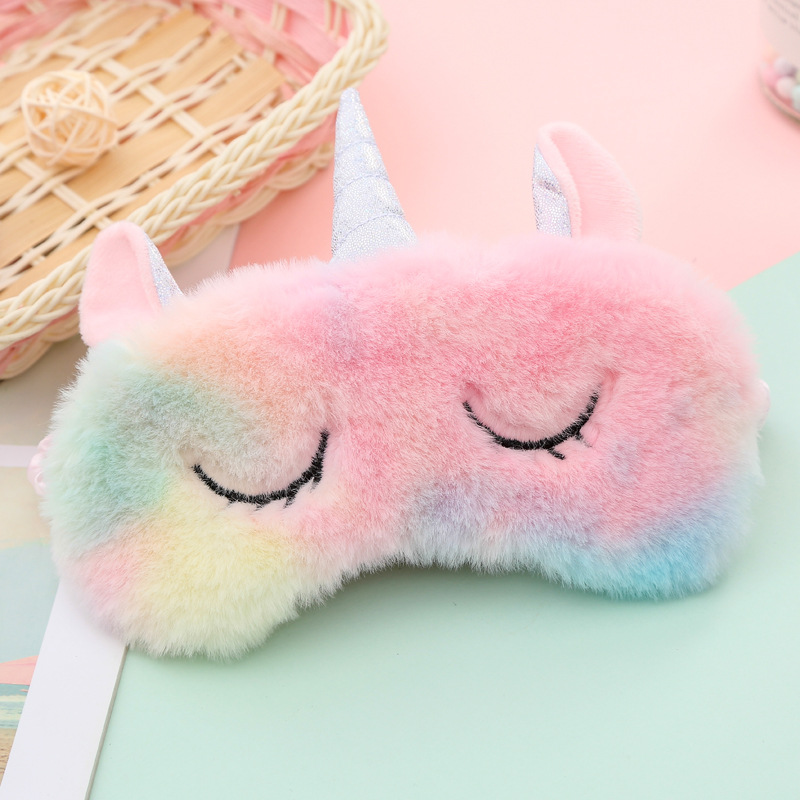 Unicorn new pink unicorn eye mask gradient seven -color plush eye…