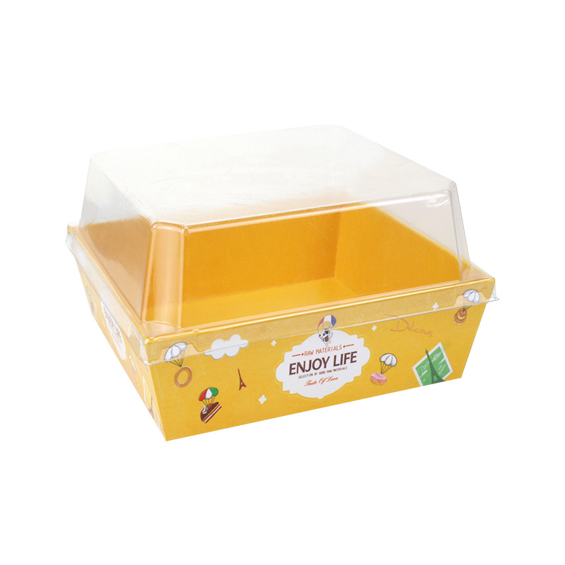 Sándwich Bento embalaje transparente palomitas de maíz carne seca hilo pequeño Shell puff pan caja pastel rollo largo pastel cuadrado