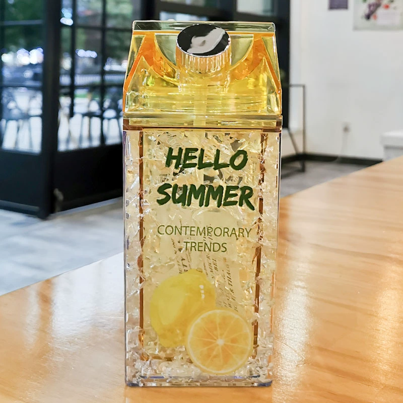 Double-layer Insulated Straw Cup, 400 ml, Broken-Ice Gradient Design, Portable Summer Bottle